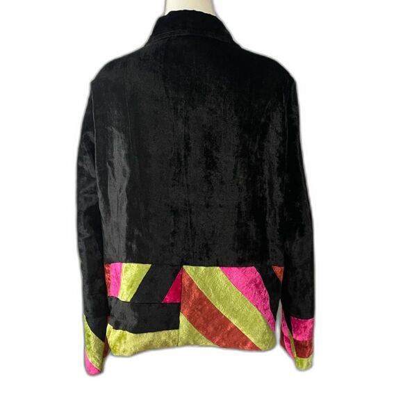 BFA Classics Velvet Patchwork Jacket L Multicolor Retro Boho Statement Sz L - Picture 2 of 8
